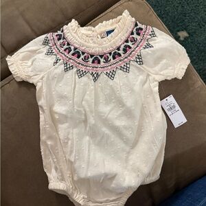 Old Navy embroidered bubble shirt/romper size 12 months